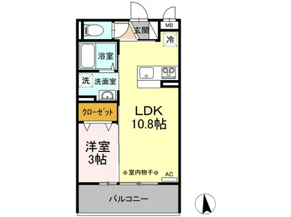 ミクストII(1LDK/3階)の間取り写真