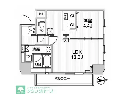 ジェノヴィア浅草橋IIスカイガーデン(1LDK/11階)の間取り写真