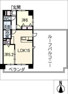 FUJINARI RISE(2LDK/6階)の間取り写真