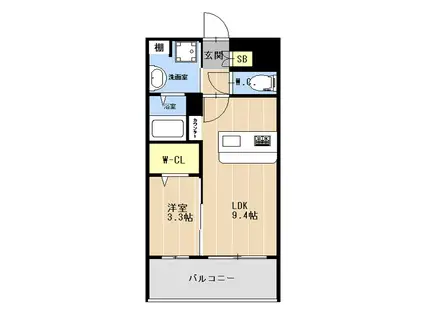 LIBTH竹下(1LDK/6階)の間取り写真