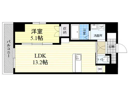 トレステーラ リデアル上人(1LDK/2階)の間取り写真