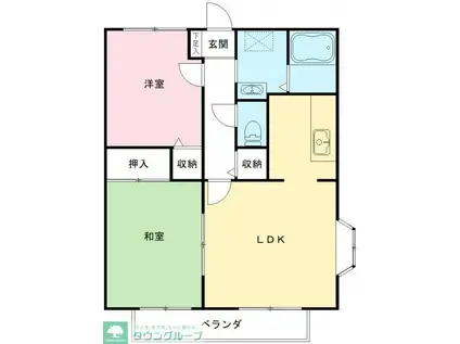 ハイムフローラ(2LDK/2階)の間取り写真