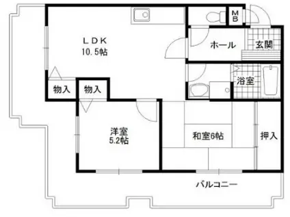 ドムールコスモス美山台(2LDK/1階)の間取り写真