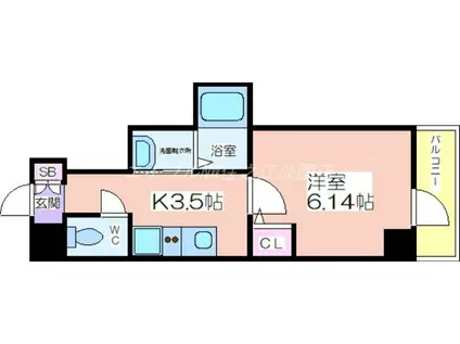 グランパシフィック玉出(1DK/8階)の間取り写真