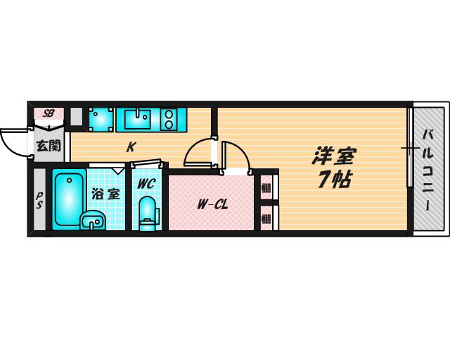 レオパレスきずり(1K/3階)の間取り写真