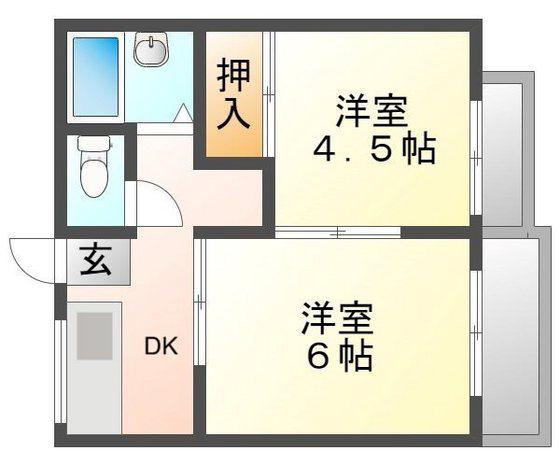 アネックスあゆみ北棟(2DK/2階)の間取り写真