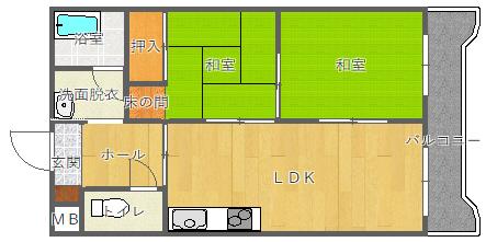 新南千里マンション(2LDK/4階)の間取り写真