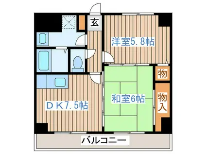 タマヤマンション(2DK/4階)の間取り写真