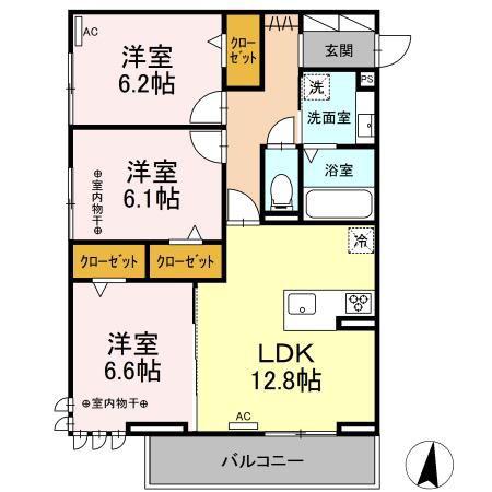 プラムフィールド(3LDK/2階)の間取り写真