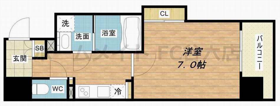 ファーストフィオーレ本町イースト(1K/2階)の間取り写真
