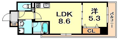 シルエラ甲南山手(1LDK/6階)の間取り写真