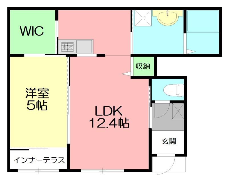 オリーヴァ OLIVA(1LDK/1階)の間取り写真