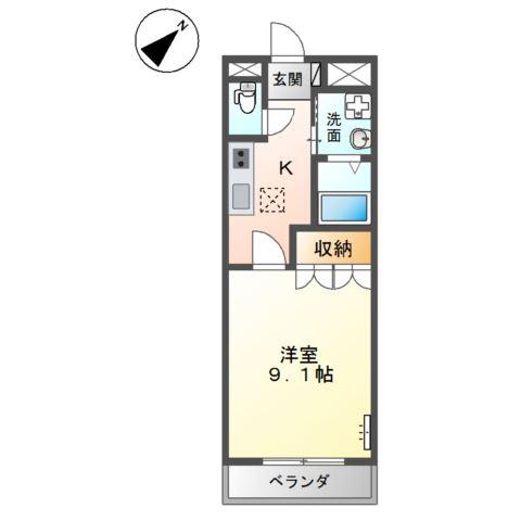 クレシア(1K/1階)の間取り写真