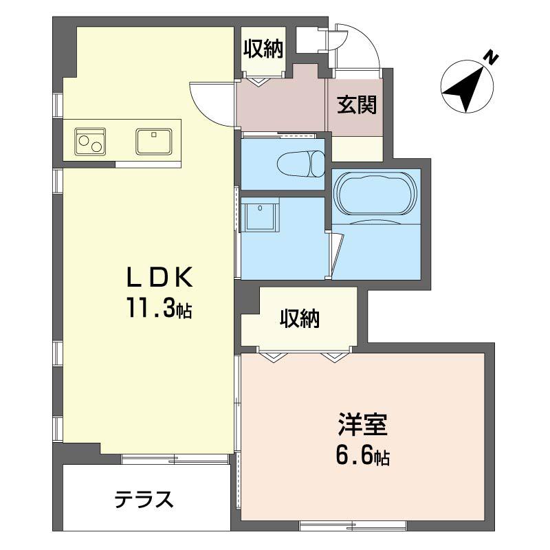 チェーリオ八雲(1LDK/1階)の間取り写真