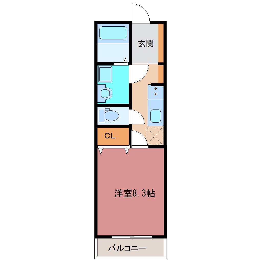 アスコット名取駅西(1K/2階)の間取り写真