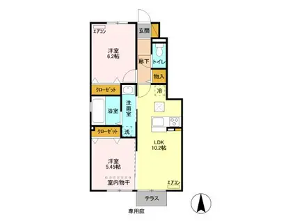 ヴァンベール(2LDK/1階)の間取り写真