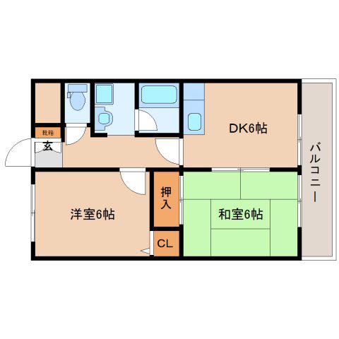 プリオール大安寺(2DK/3階)の間取り写真
