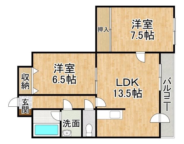 大通11丁目ビル(2LDK/2階)の間取り写真