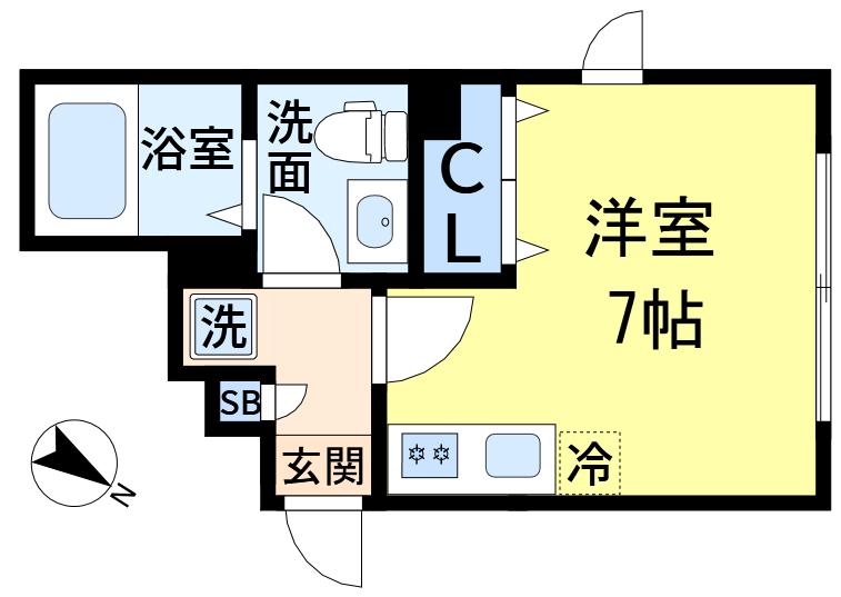 アトリオフラッツ新小岩(ワンルーム/4階)の間取り写真