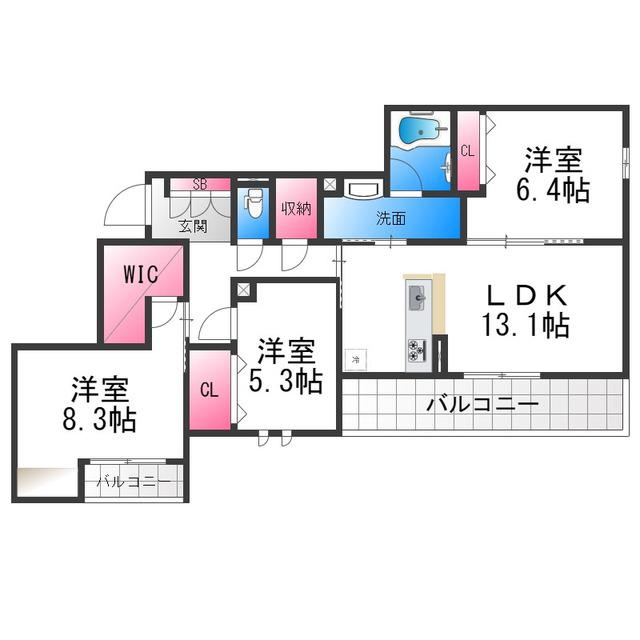 シャーメゾン グラニテ(3LDK/2階)の間取り写真