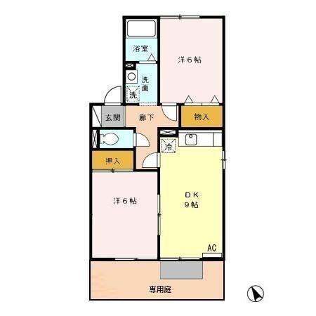 グリーンパストラルA(2DK/1階)の間取り写真