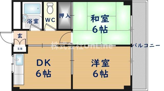 シャトーバーデンバーデン(2DK/3階)の間取り写真