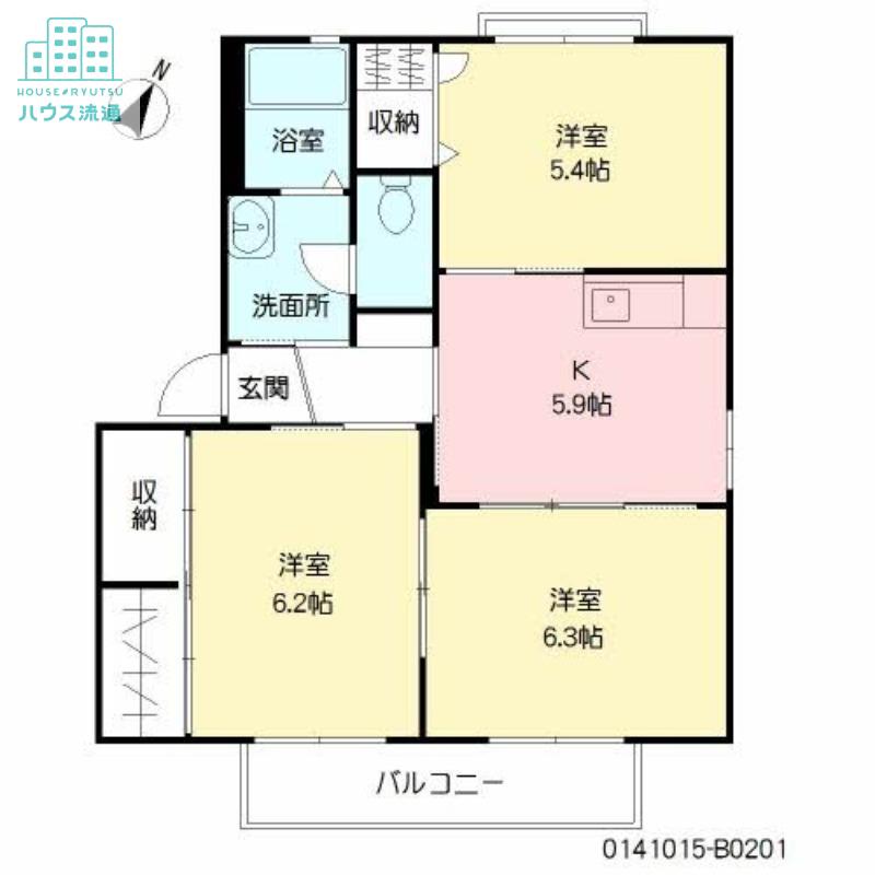 バリュージュ上諏訪B(3K/2階)の間取り写真