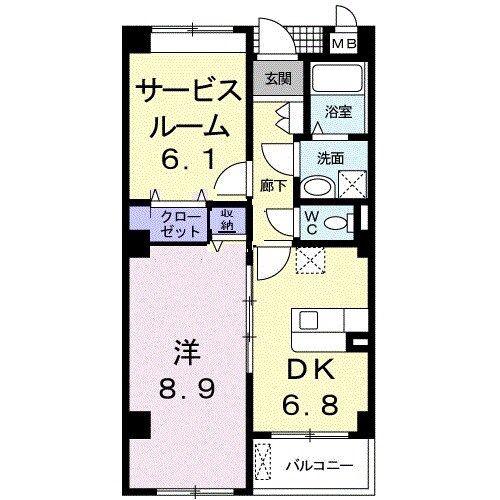 サンフィオーレ(1SDK/3階)の間取り写真