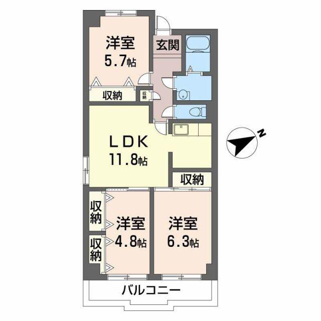プルミエールI・K(3LDK/1階)の間取り写真