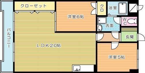 第10岡部ビル(2LDK/4階)の間取り写真
