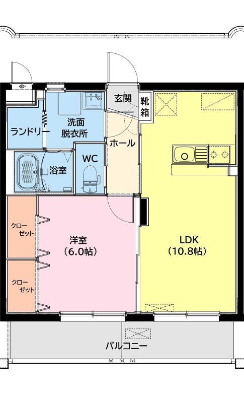 ユーミー高洲(1LDK/1階)の間取り写真