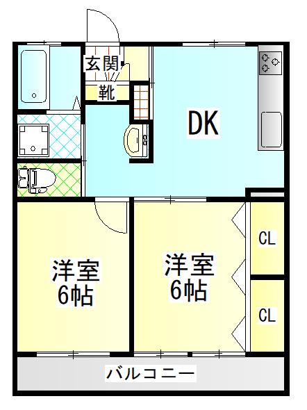 大西マンション(2DK/2階)の間取り写真