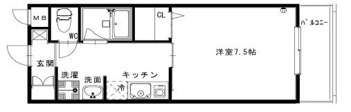 ブレア・カースル(1K/2階)の間取り写真