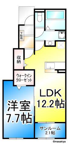 ソラティオ(1LDK/1階)の間取り写真