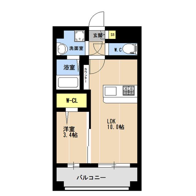 KL東比恵(1LDK/8階)の間取り写真
