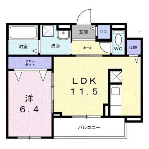 ラ・クロシェット(1LDK/3階)の間取り写真