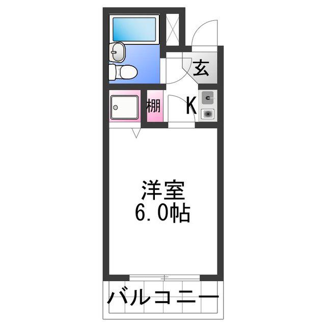 シャルマンフジ湊北町弐番館(1K/1階)の間取り写真