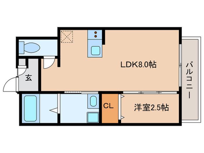リアコート阪大前(1LDK/2階)の間取り写真
