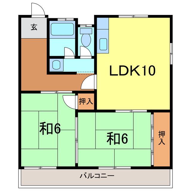 メゾン金子(2LDK/1階)の間取り写真