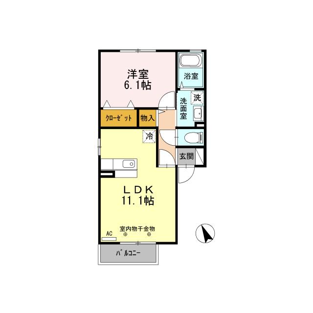 D-ROOM フルールM(1LDK/2階)の間取り写真