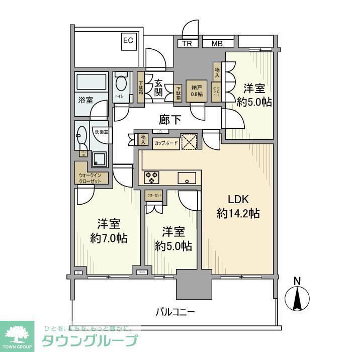 ベイズ タワー&ガーデン(3LDK/3階)の間取り写真