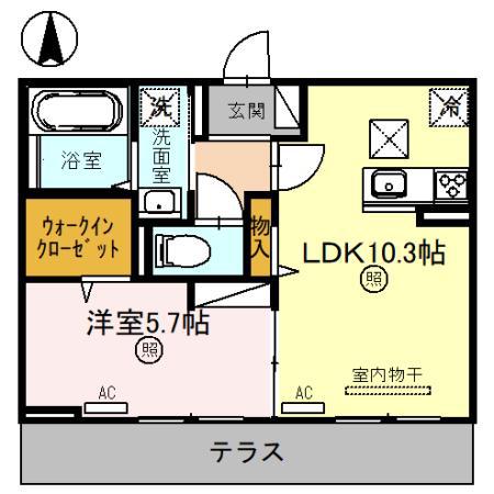 ソレイユ ルヴァン(1LDK/1階)の間取り写真