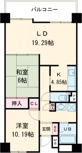 アークハイム新潟(2LDK/10階)の間取り写真