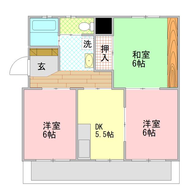 嘉悦マンション(3DK/2階)の間取り写真