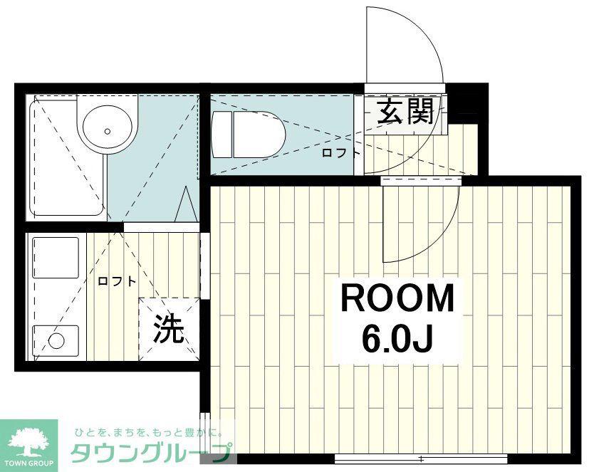 サザンリーフ中央林間・I(1K/2階)の間取り写真