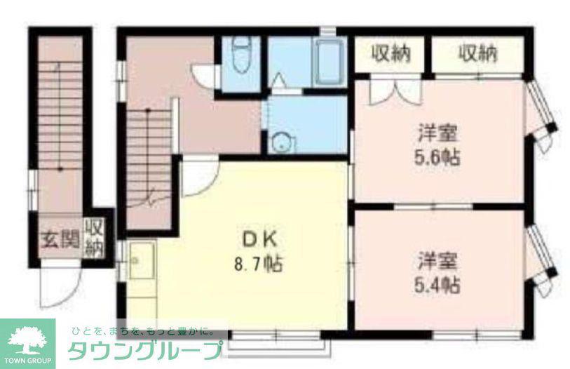 CASA・VERDE A(2DK/2階)の間取り写真