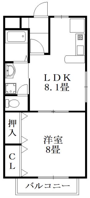 レジデンスイマイII(1LDK/3階)の間取り写真