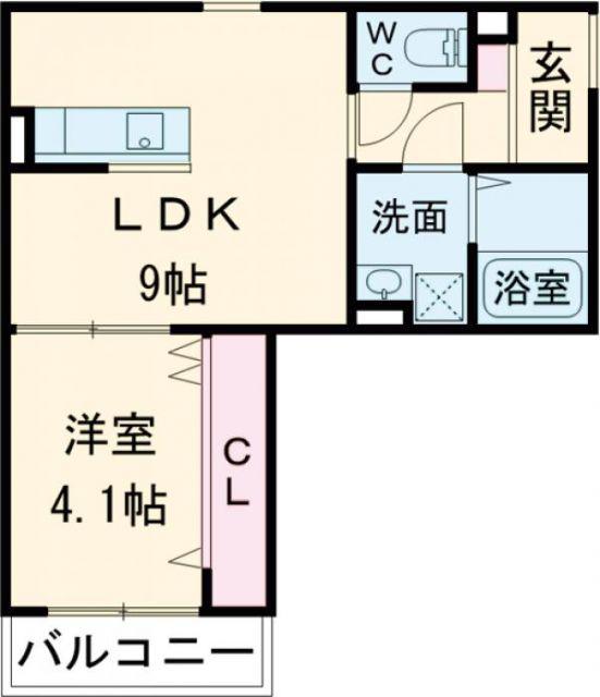 渡鹿3丁目AP(1LDK/1階)の間取り写真
