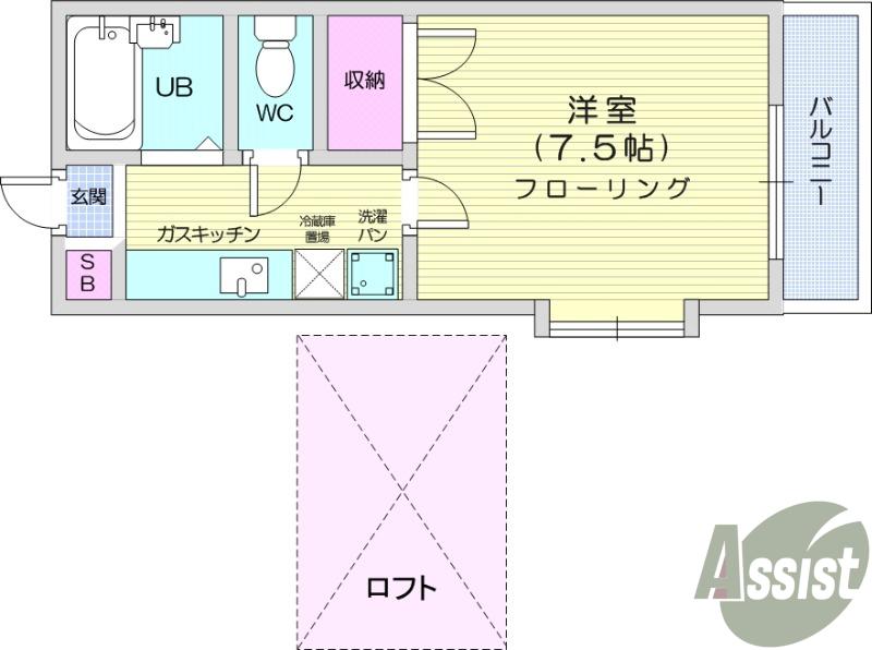 ラ・シャンブルクレールⅡ(1K/2階)の間取り写真