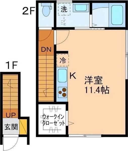 クレア B棟(ワンルーム/2階)の間取り写真